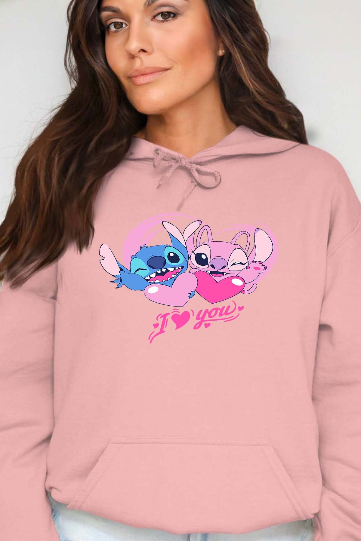COULEUR:Rose|Sweat Capuche Femme | Stitch bundle 228 Rose