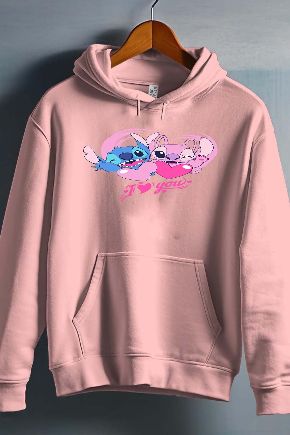 COULEUR:Rose|Sweat Capuche Fille | Stitch bundle 228 Rose