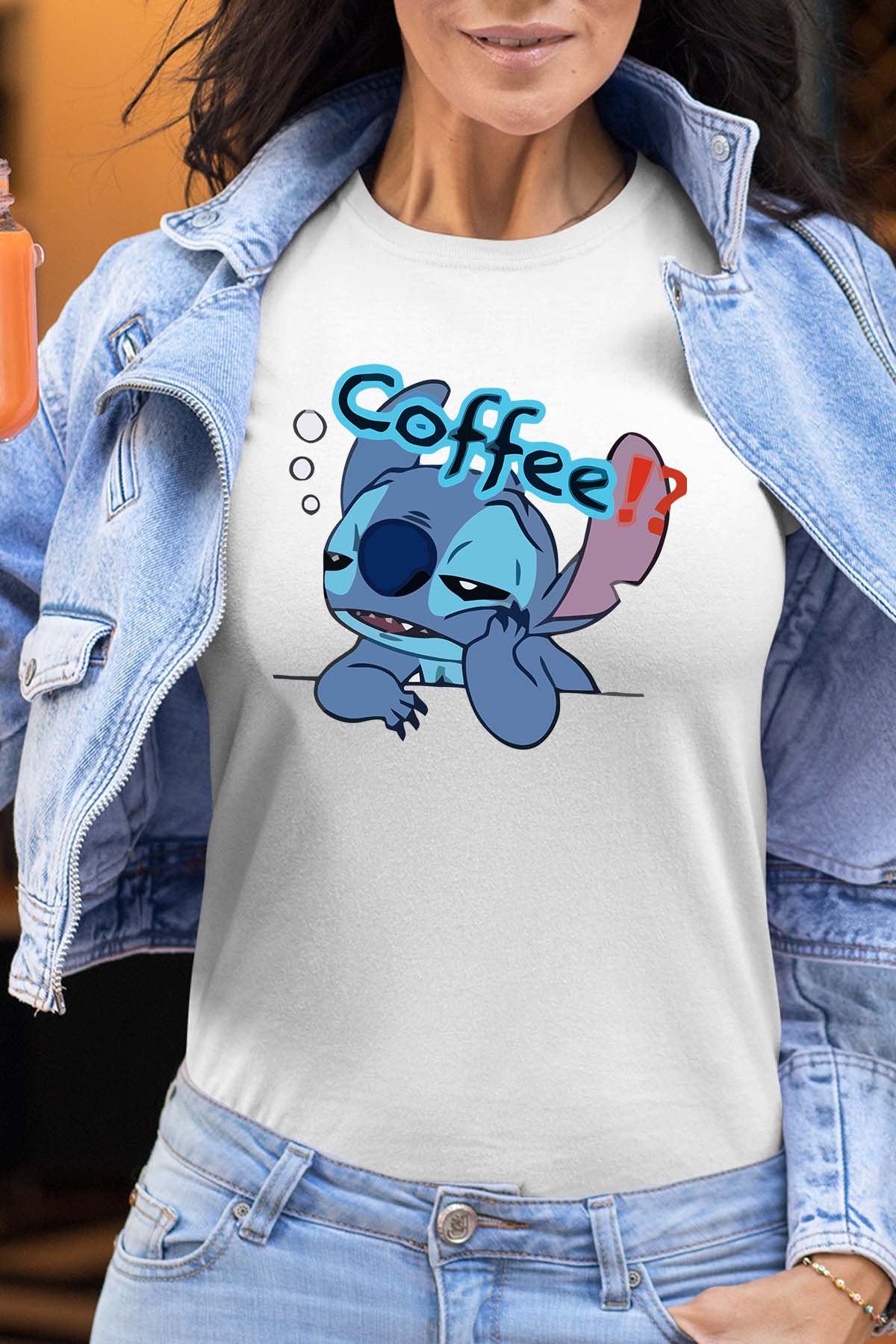 COULEUR:Blanc|T-shirt Femme | Stitch coffee Blanc