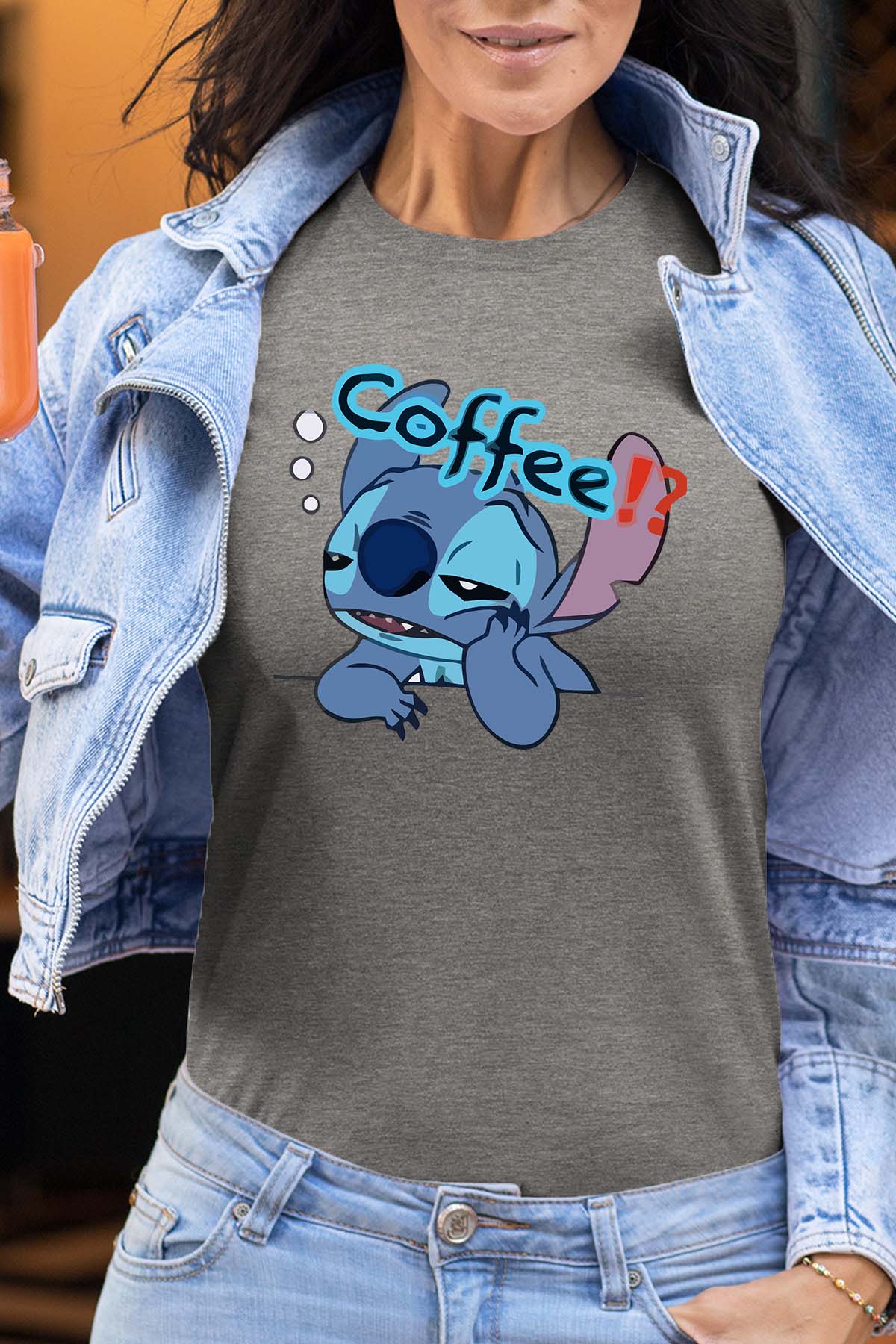 COULEUR:Gris|T-shirt Femme | Stitch coffee Gris