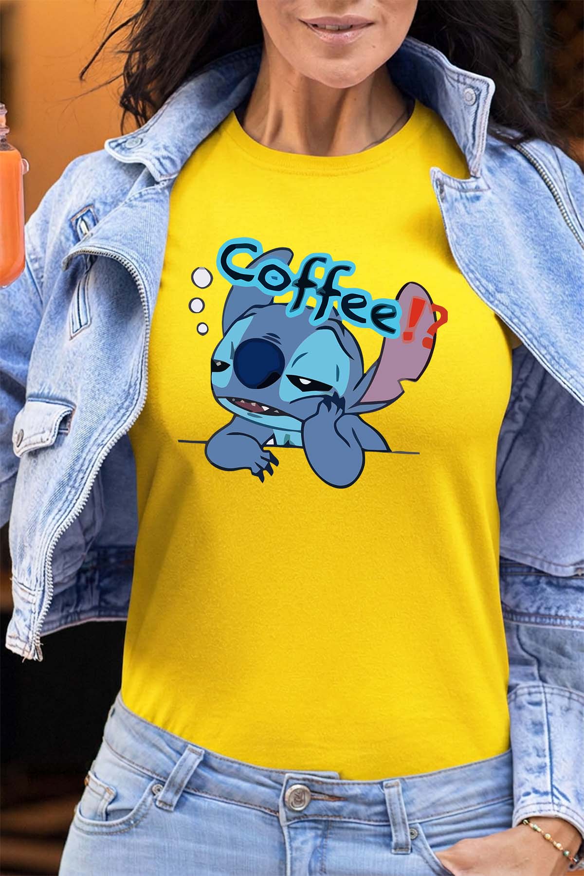 COULEUR:Jaune|T-shirt Femme | Stitch coffee Jaune