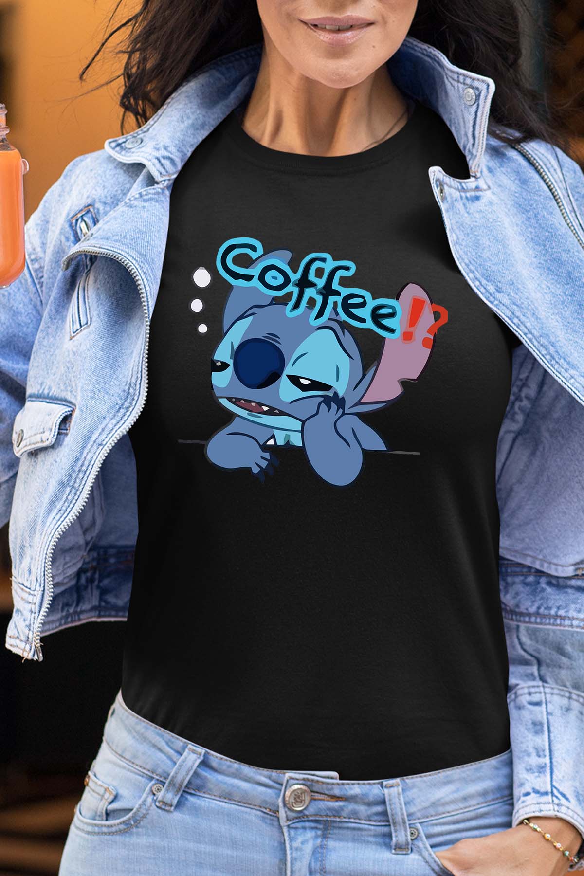 COULEUR:Noir|T-shirt Femme | Stitch coffee Noir
