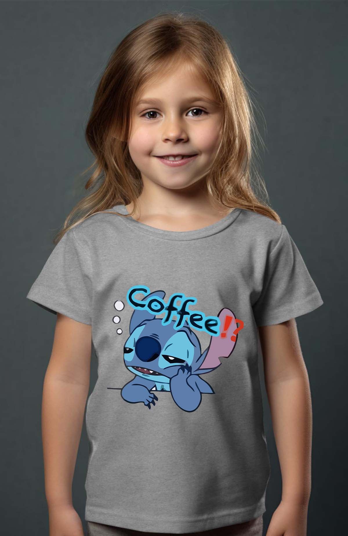 COULEUR:Gris|T-shirt Fille | Stitch coffee Gris