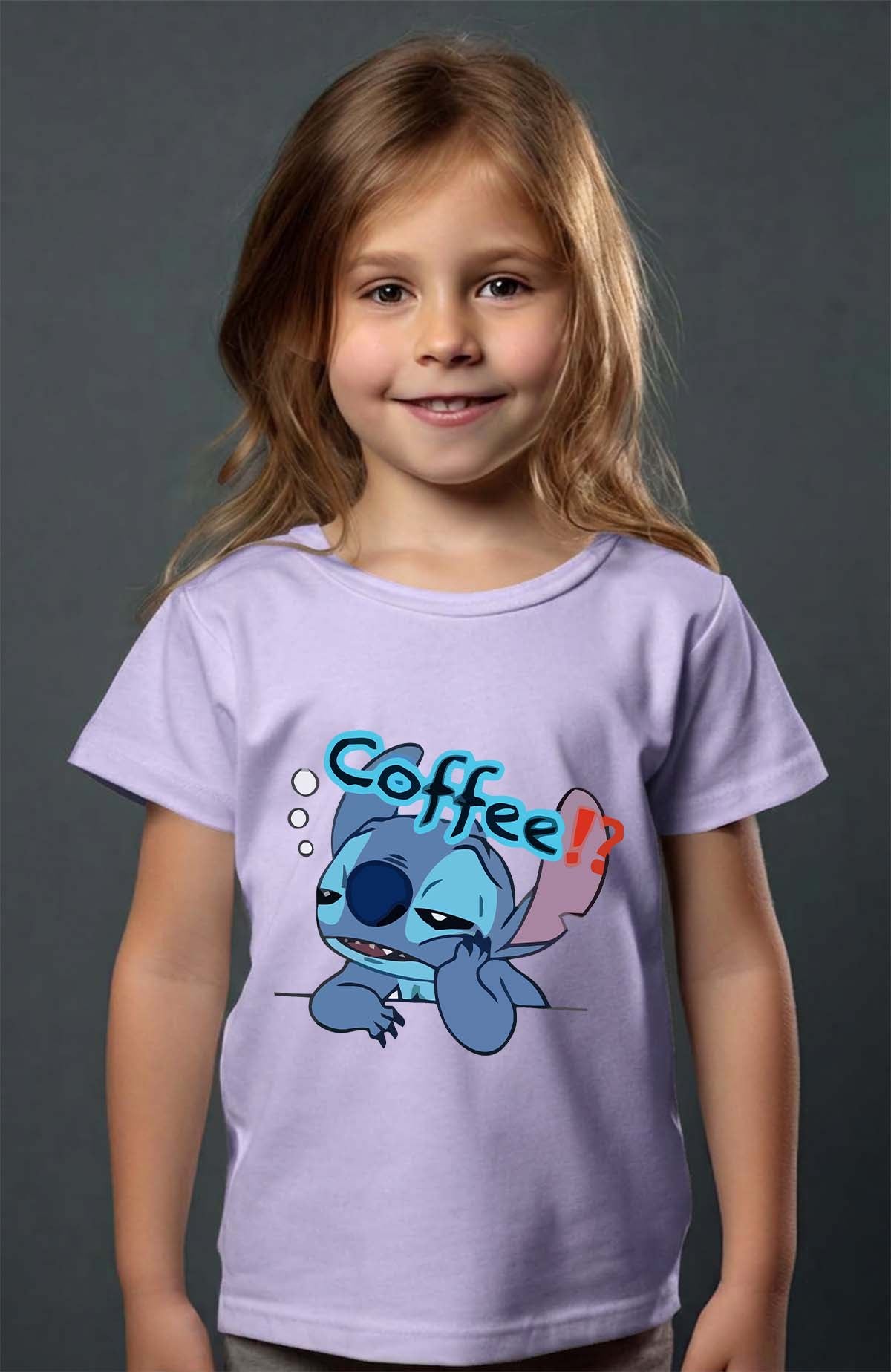 COULEUR:Violet|T-shirt Fille | Stitch coffee Violet