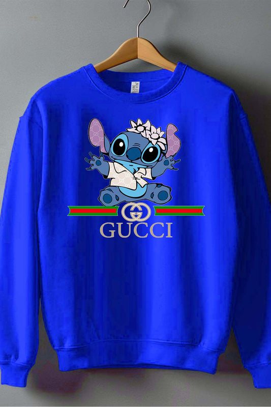 COULEUR:Bleu Roi|Sweat Col Rond Garçon | Stitch gucci Chemise Bleu Roi