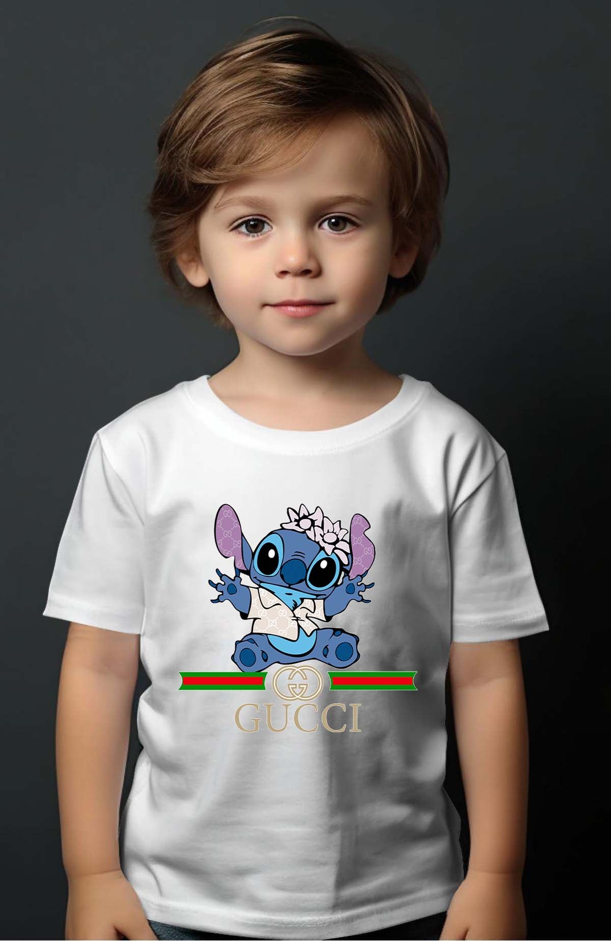 COULEUR:Blanc|T-shirt Garçon | Stitch gucci Chemise Blanc