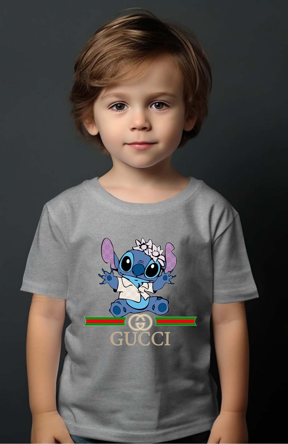 COULEUR:Gris|T-shirt Garçon | Stitch gucci Chemise Gris