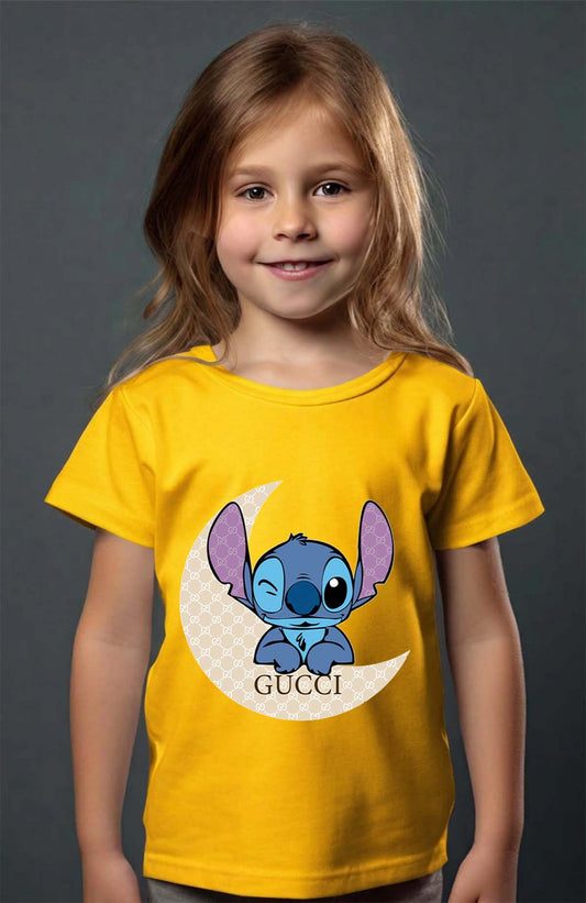 COULEUR:Jaune|T-shirt Fille | Stitch gucci clin d'oeil Jaune