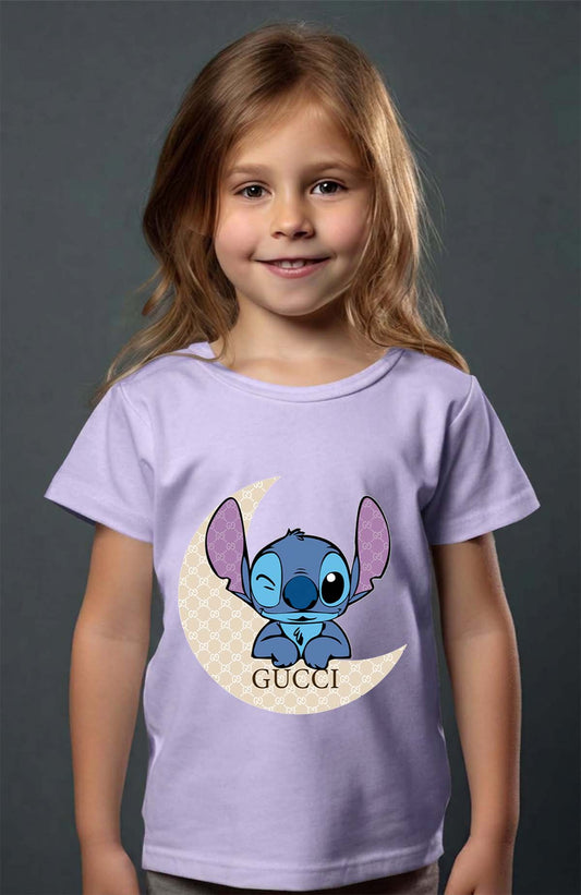COULEUR:Violet|T-shirt Fille | Stitch gucci clin d'oeil Violet