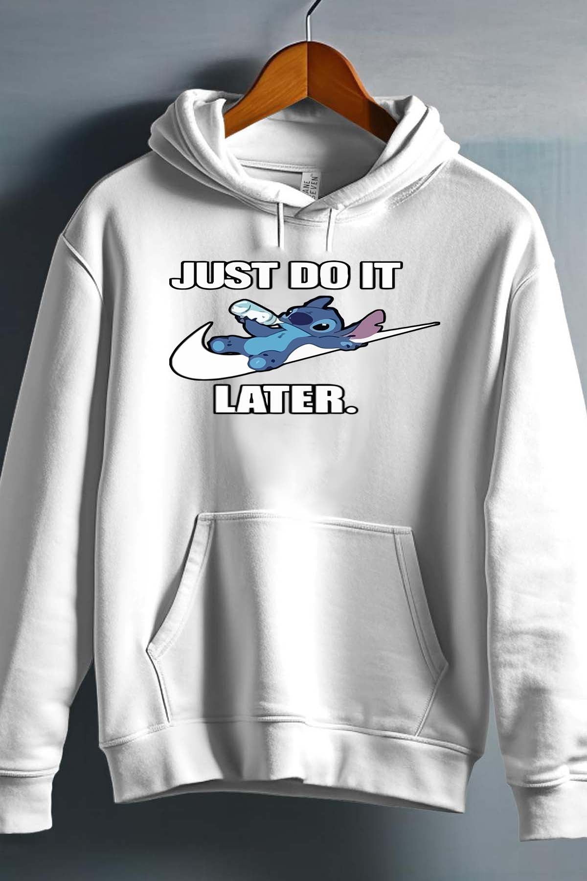 COULEUR:Blanc|Sweat Capuche Fille | Stitch just do it Blanc