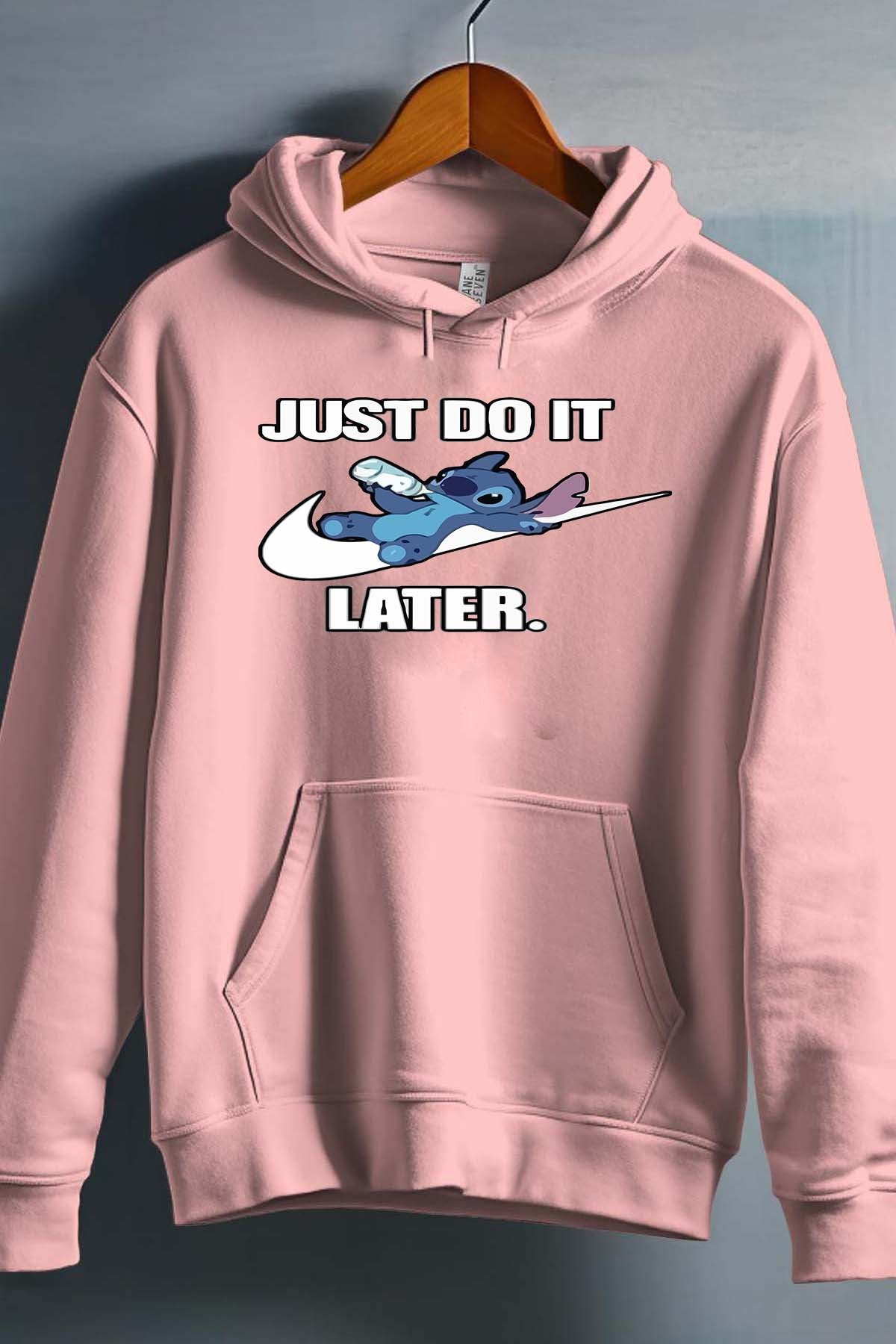 COULEUR:Rose|Sweat Capuche Fille | Stitch just do it Rose