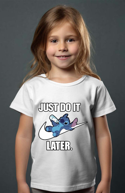 COULEUR:Blanc|T-shirt Fille | Stitch just do it Blanc