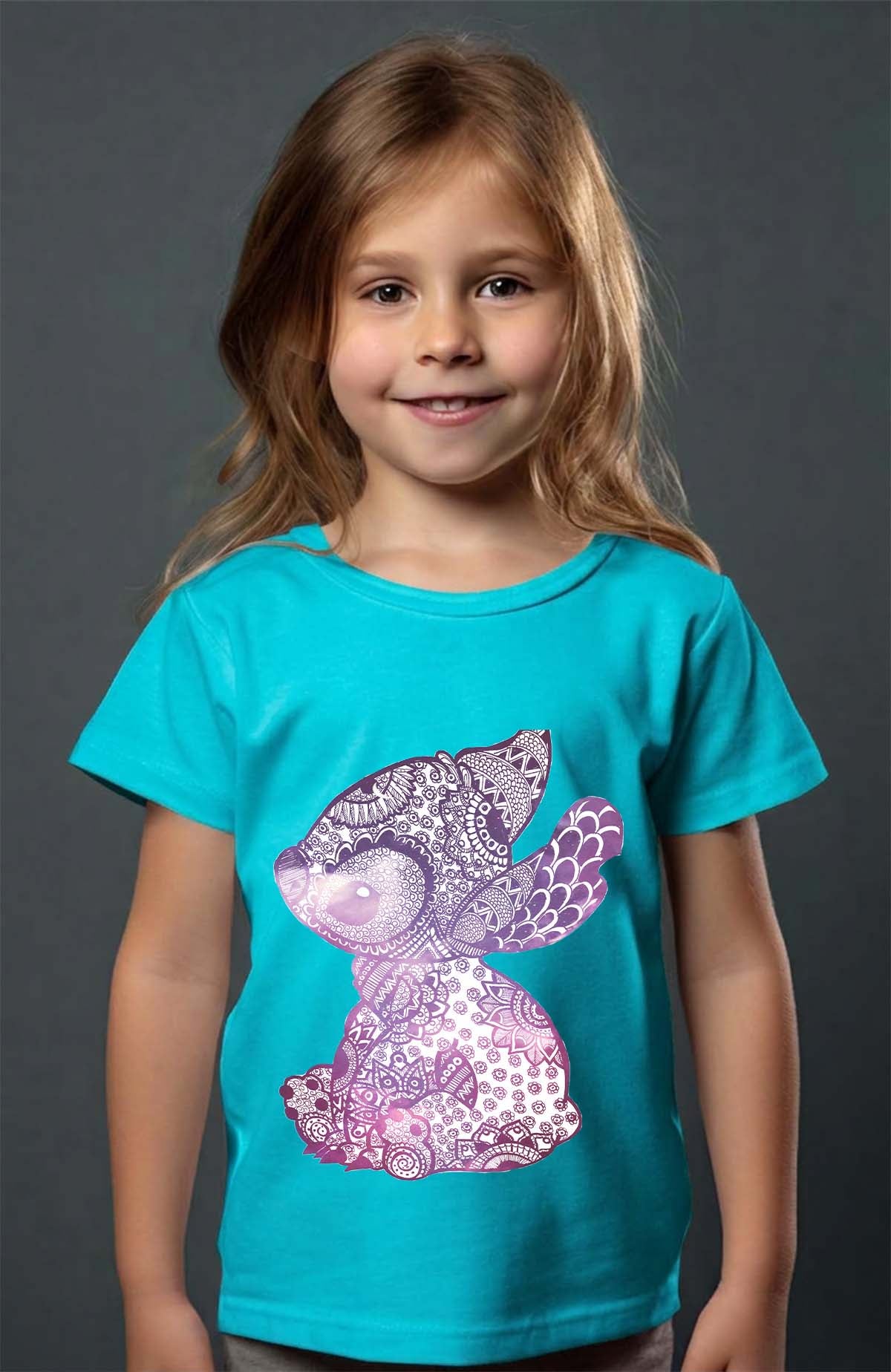 COULEUR:Turquoise|T-shirt Fille | Stitch magala Turquoise