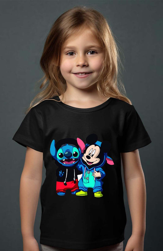 COULEUR:Noir|T-shirt Fille | Stitch mickey déguisé Noir