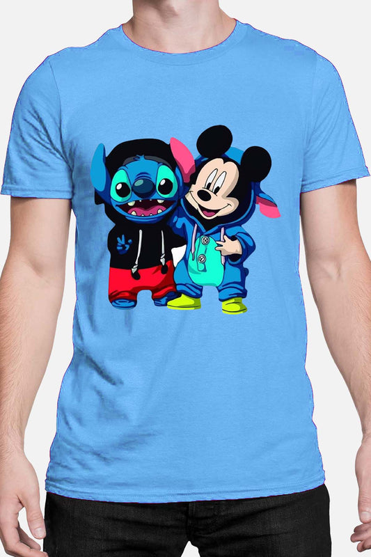 COULEUR:Bleu Ciel|T-shirt Homme | Stitch mickey déguisé Bleu Ciel