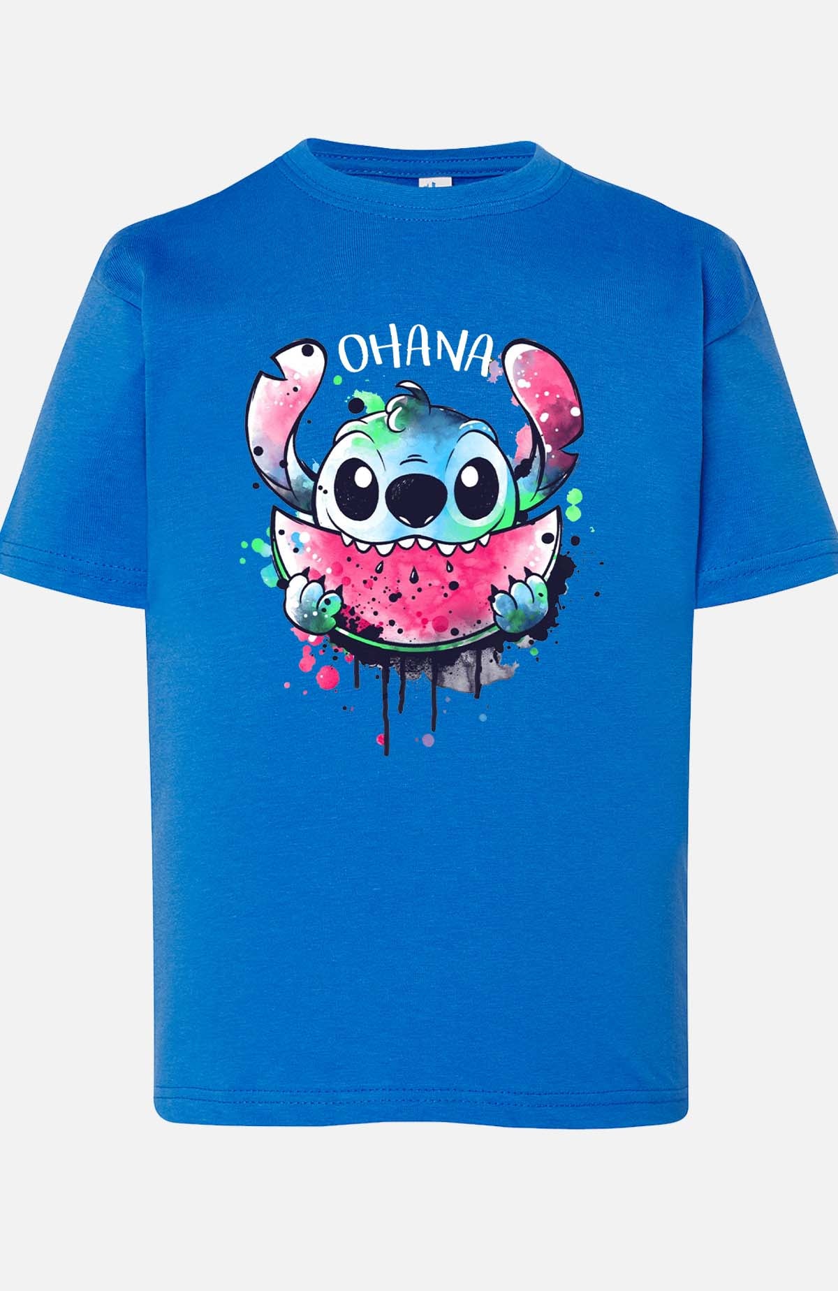 COULEUR:Bleu Roi|T-shirt Garçon | Stitch ohana Pastèque Bleu Roi