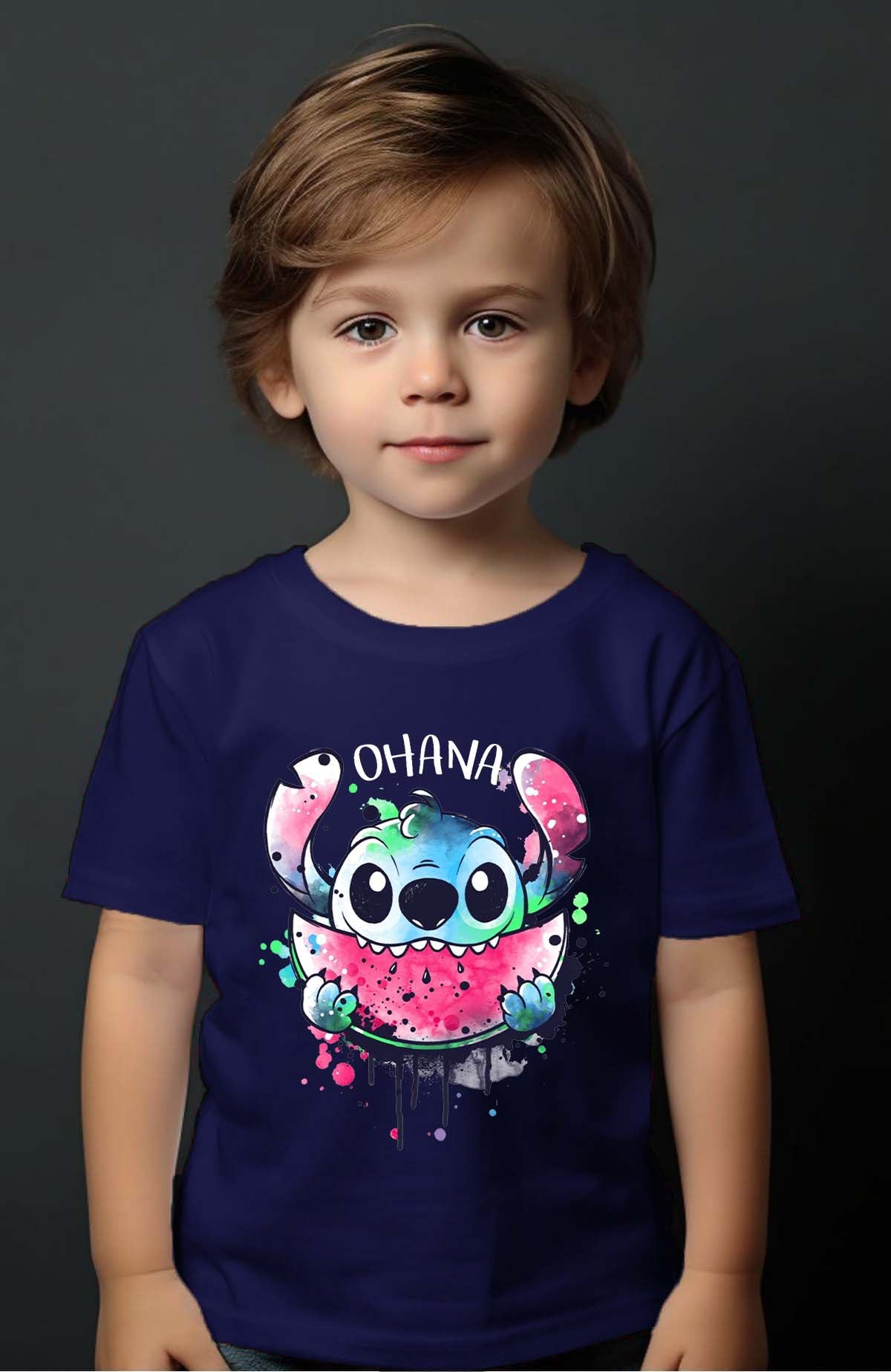 COULEUR:Marine|T-shirt Garçon | Stitch ohana Pastèque Marine