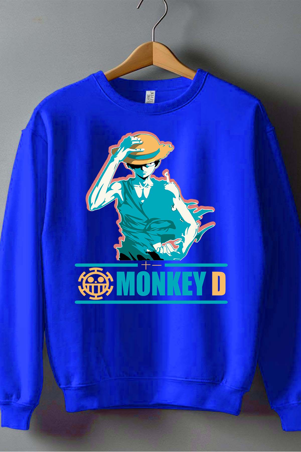 COULEUR:Bleu Roi|Sweat Col Rond Homme | Straw Hat Bleu Roi