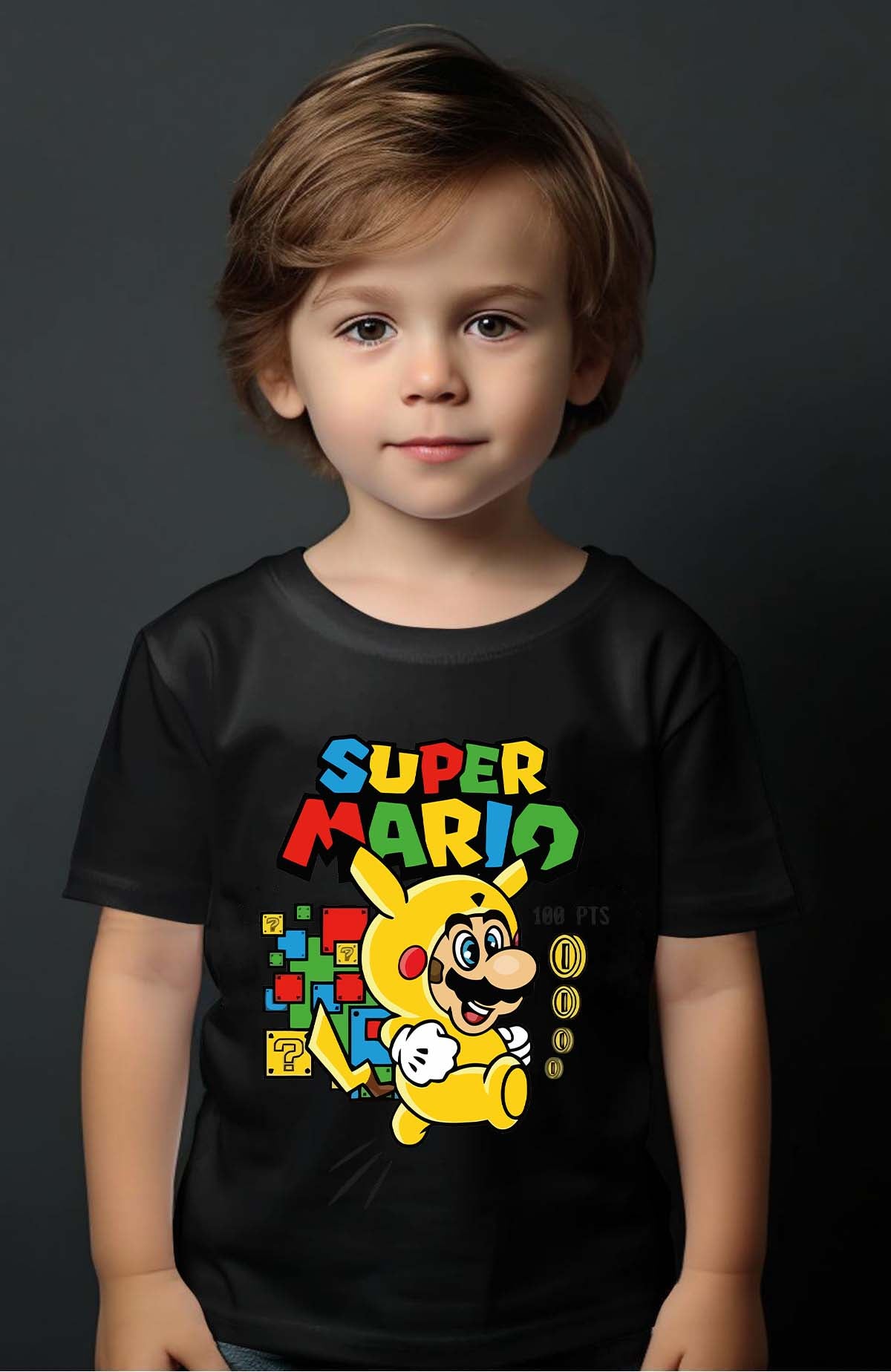 COULEUR:Noir|T-shirt Garçon | Super PikaMario Noir