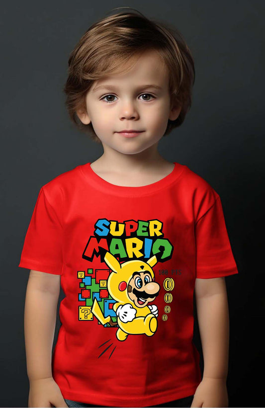 COULEUR:Rouge|T-shirt Garçon | Super PikaMario Rouge