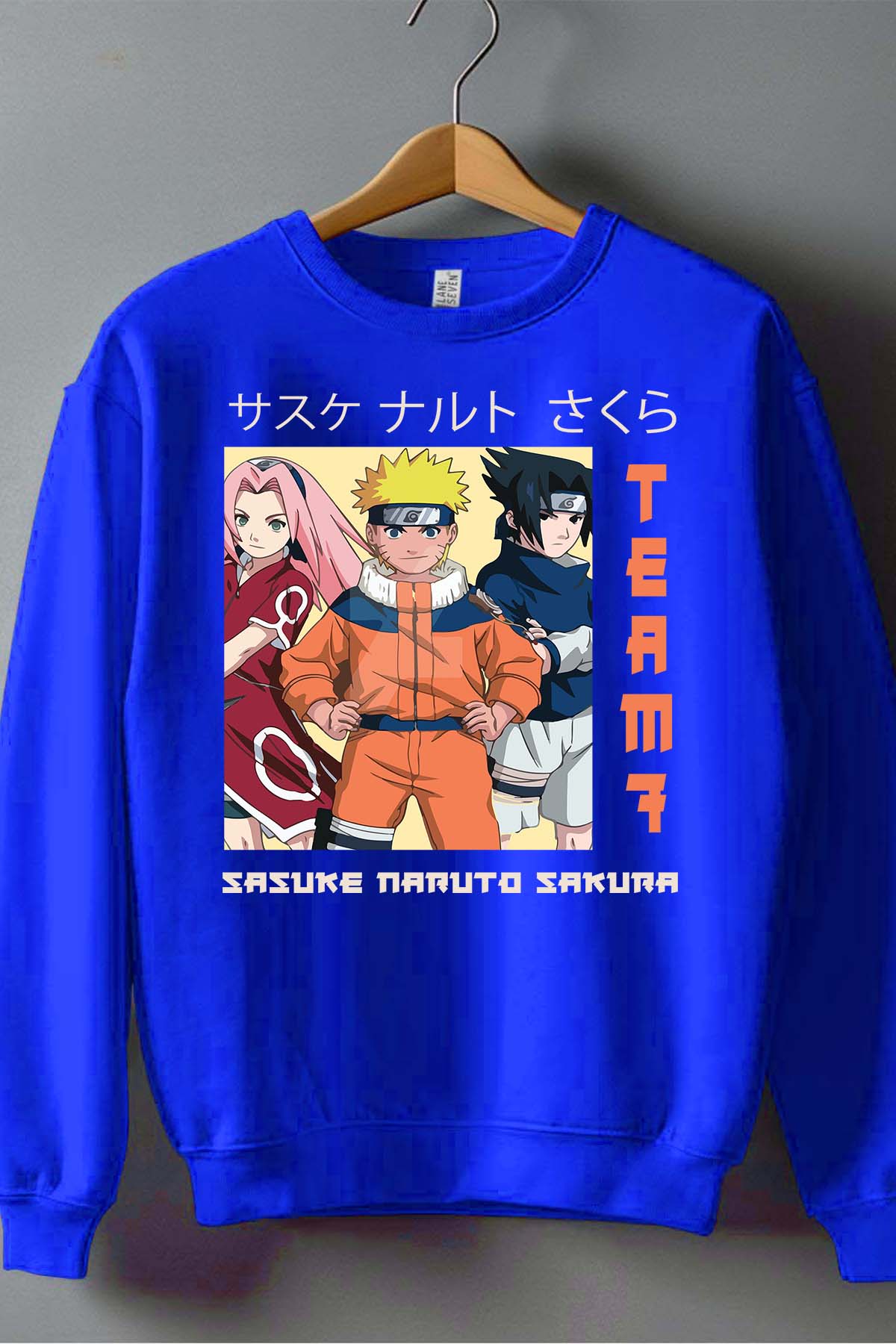 COULEUR:Bleu Roi|Sweat Col Rond Garçon | Team 7 naruto Bleu Roi