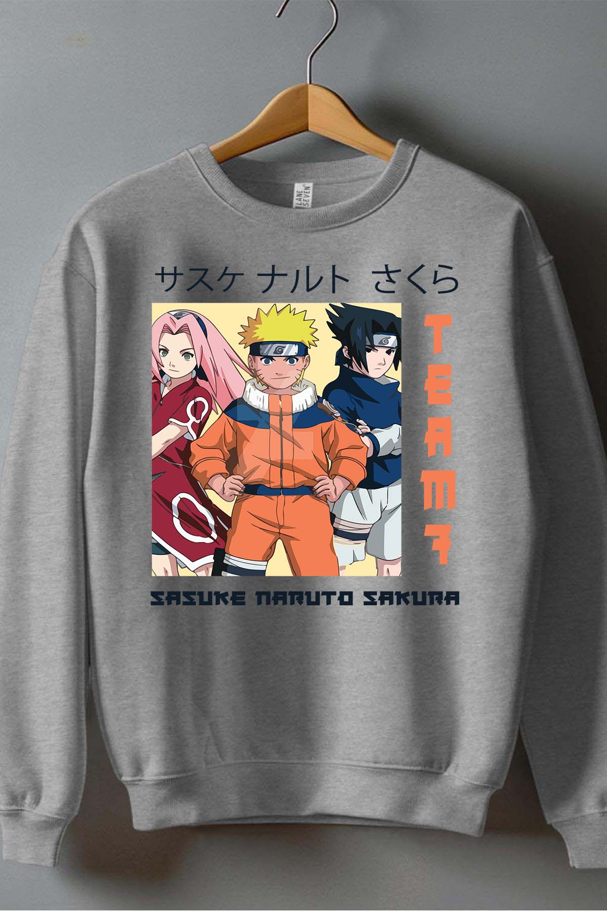 COULEUR:Gris|Sweat Col Rond Garçon | Team 7 naruto Gris