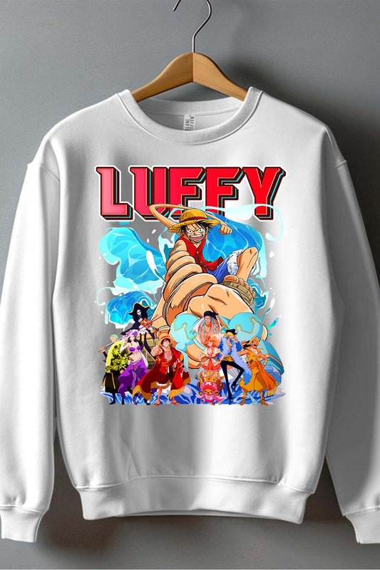 COULEUR:Blanc|Sweat Col Rond Garçon | Team Luffy 05 Blanc