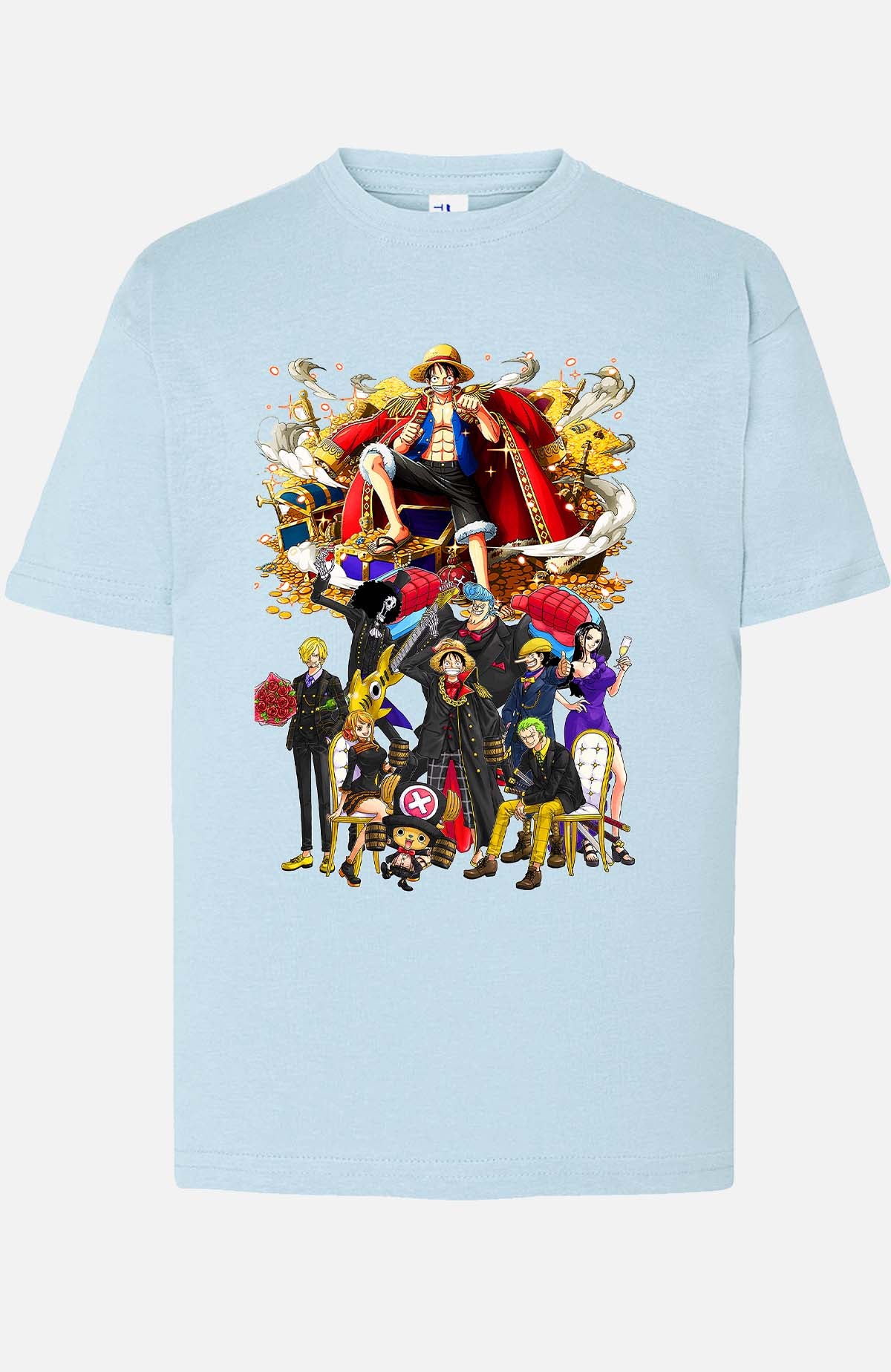 COULEUR:Bleu Ciel|T-shirt Garçon | Team luffy 01 Bleu Ciel