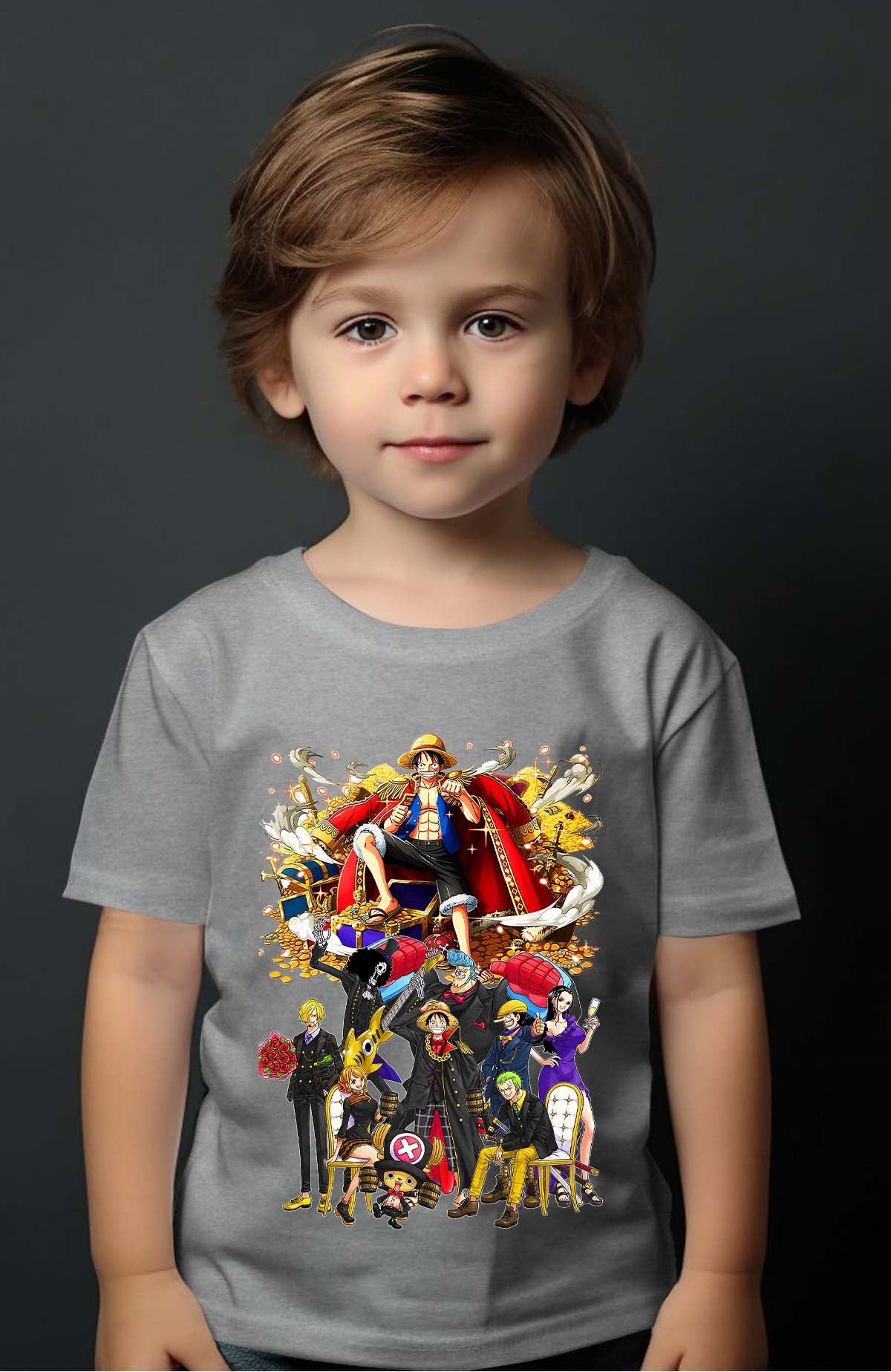 COULEUR:Gris|T-shirt Garçon | Team luffy 01 Gris