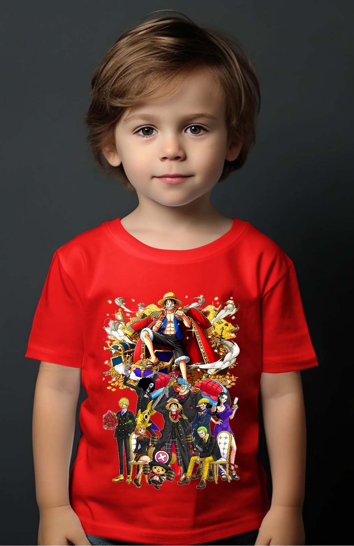 COULEUR:Rouge|T-shirt Garçon | Team luffy 01 Rouge