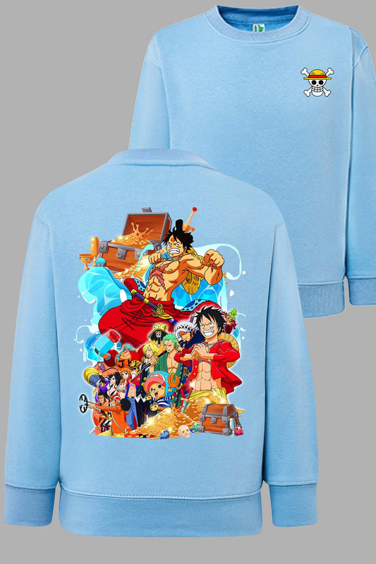 COULEUR:Bleu Ciel|Sweat Col Rond Homme | Team luffy 02 Bleu Ciel