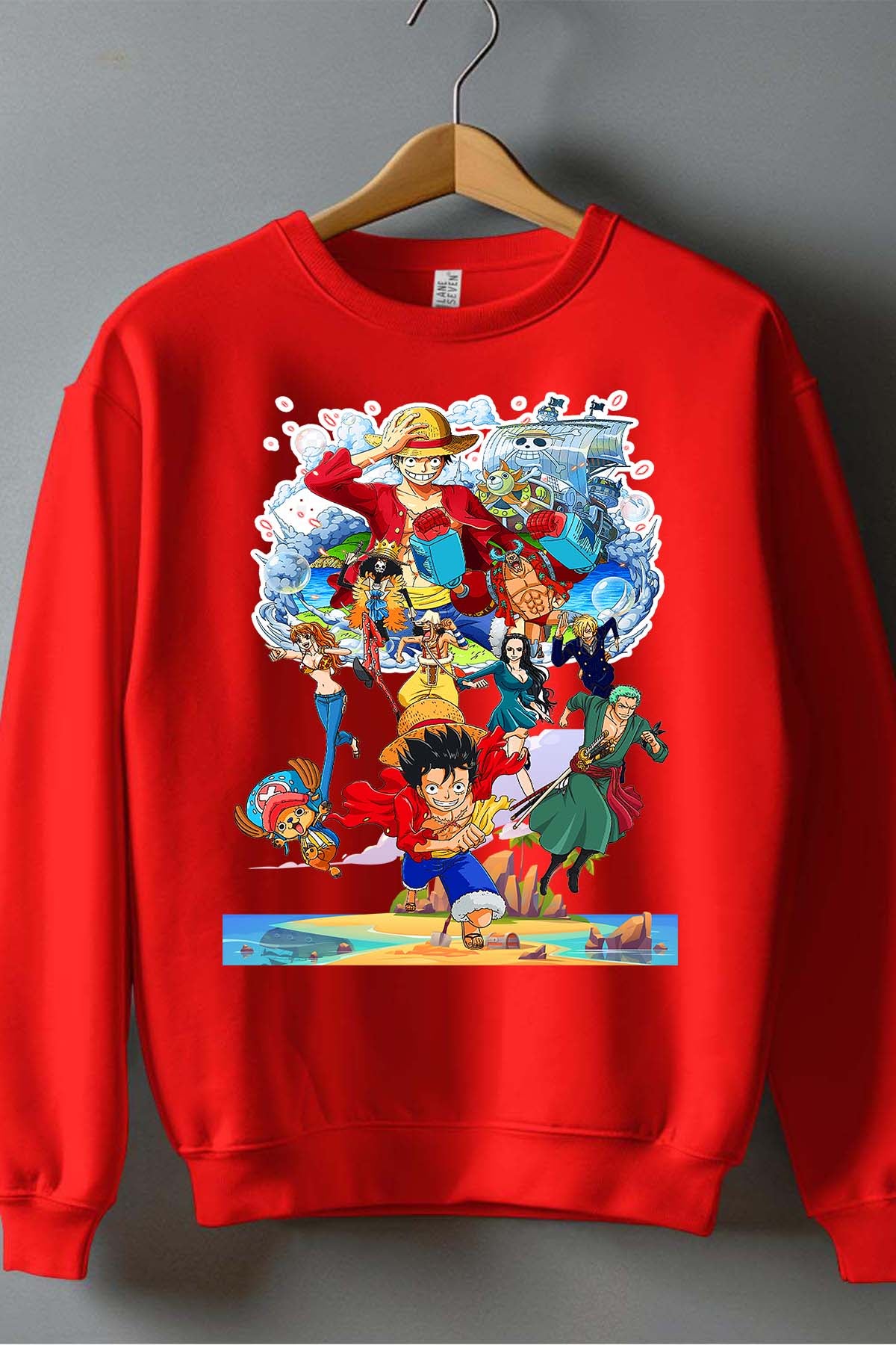 COULEUR:Rouge|Sweat Col Rond Homme | Team luffy 03 Rouge