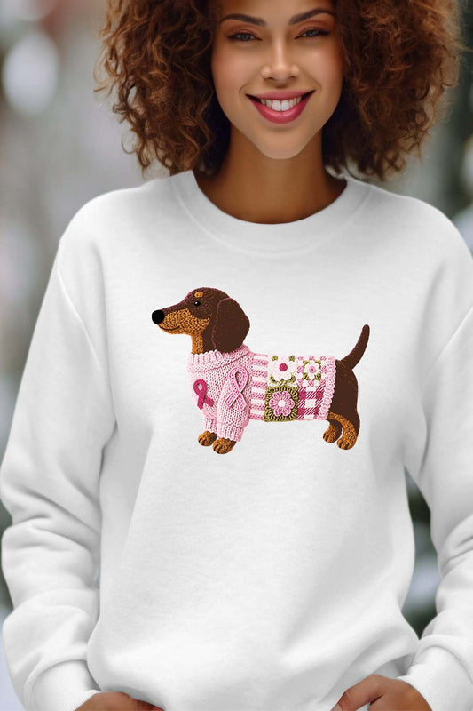 COULEUR:Blanc|Sweat Col Rond Femme | Teckel mood Blanc