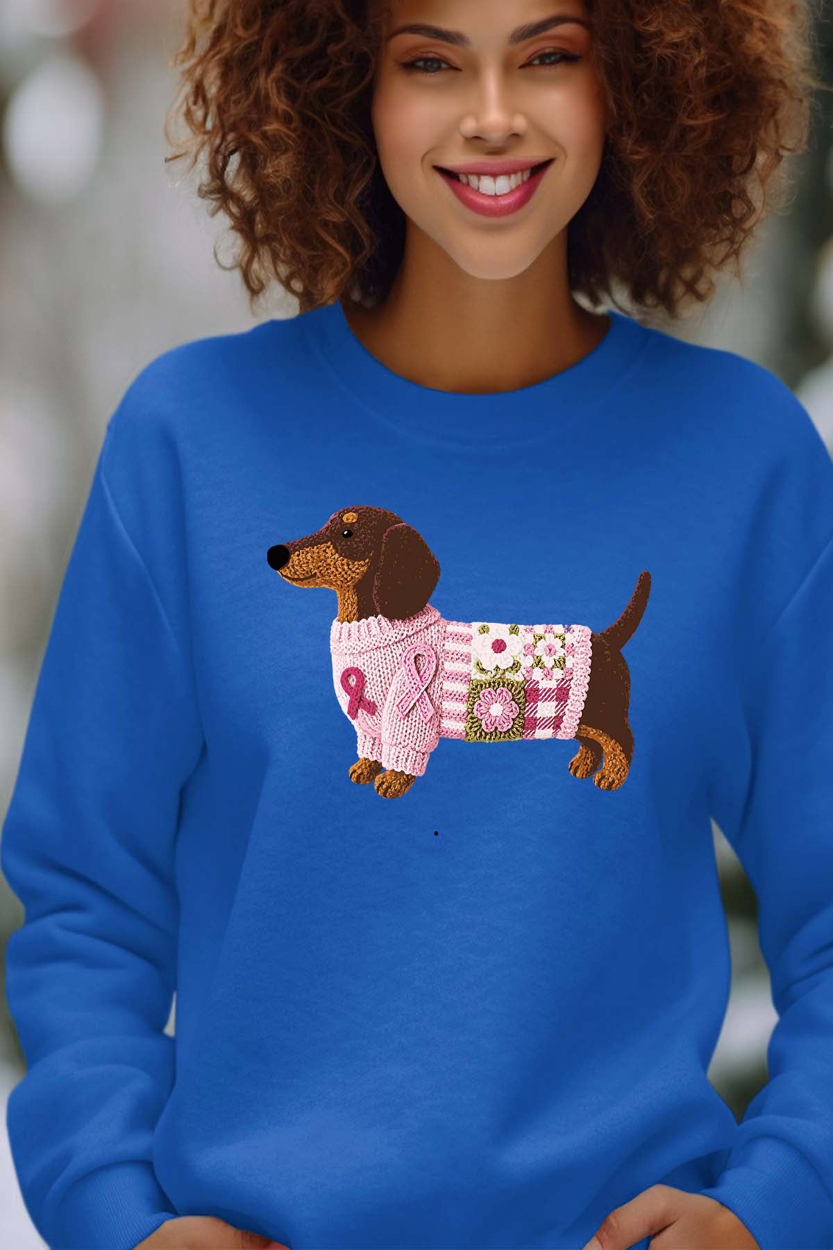 COULEUR:Bleu Roi|Sweat Col Rond Femme | Teckel mood Bleu Roi