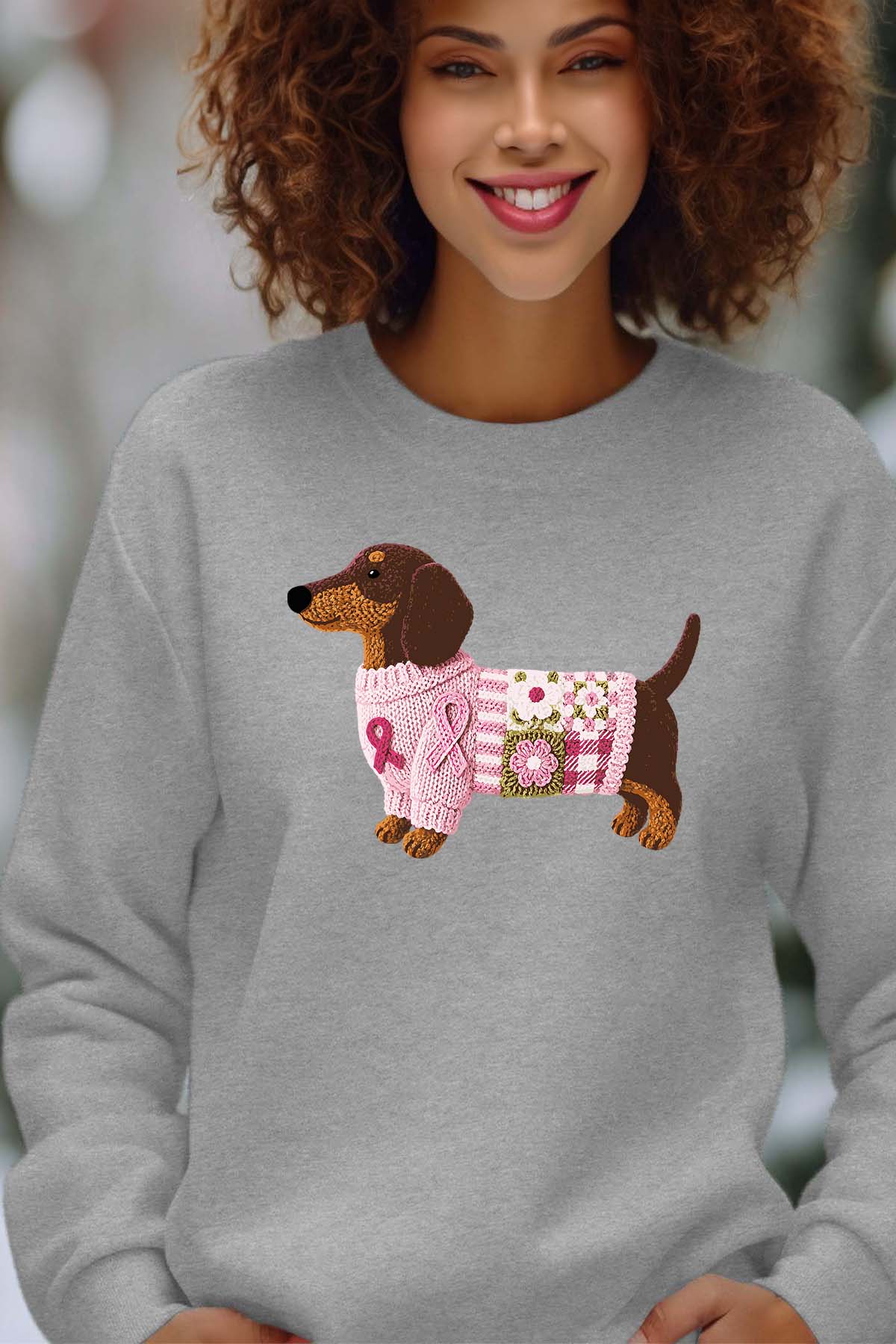COULEUR:Gris|Sweat Col Rond Femme | Teckel mood Gris