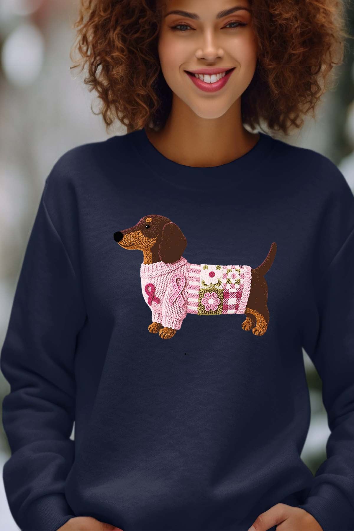 COULEUR:Marine|Sweat Col Rond Femme | Teckel mood Marine