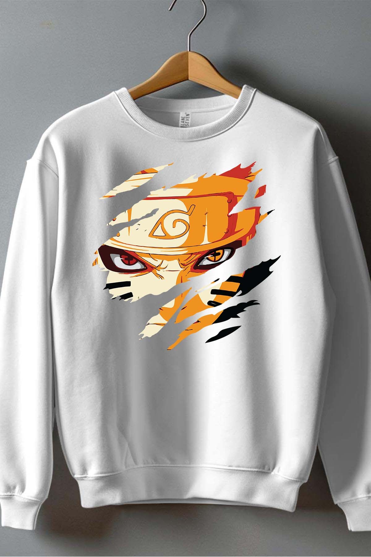 COULEUR:Blanc|Sweat Col Rond Garçon | Tête déchiré Blanc