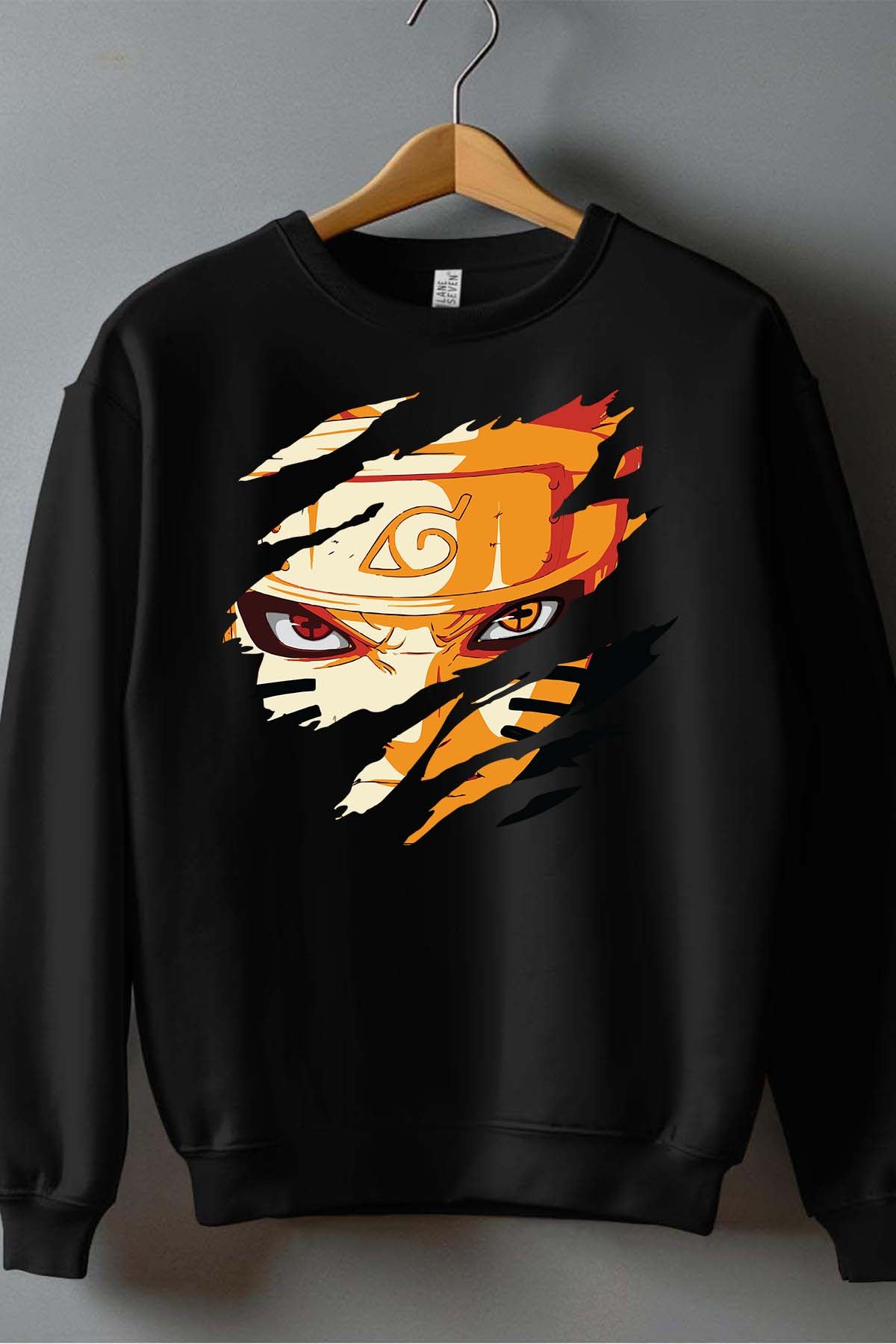 COULEUR:Noir|Sweat Col Rond Garçon | Tête déchiré Noir