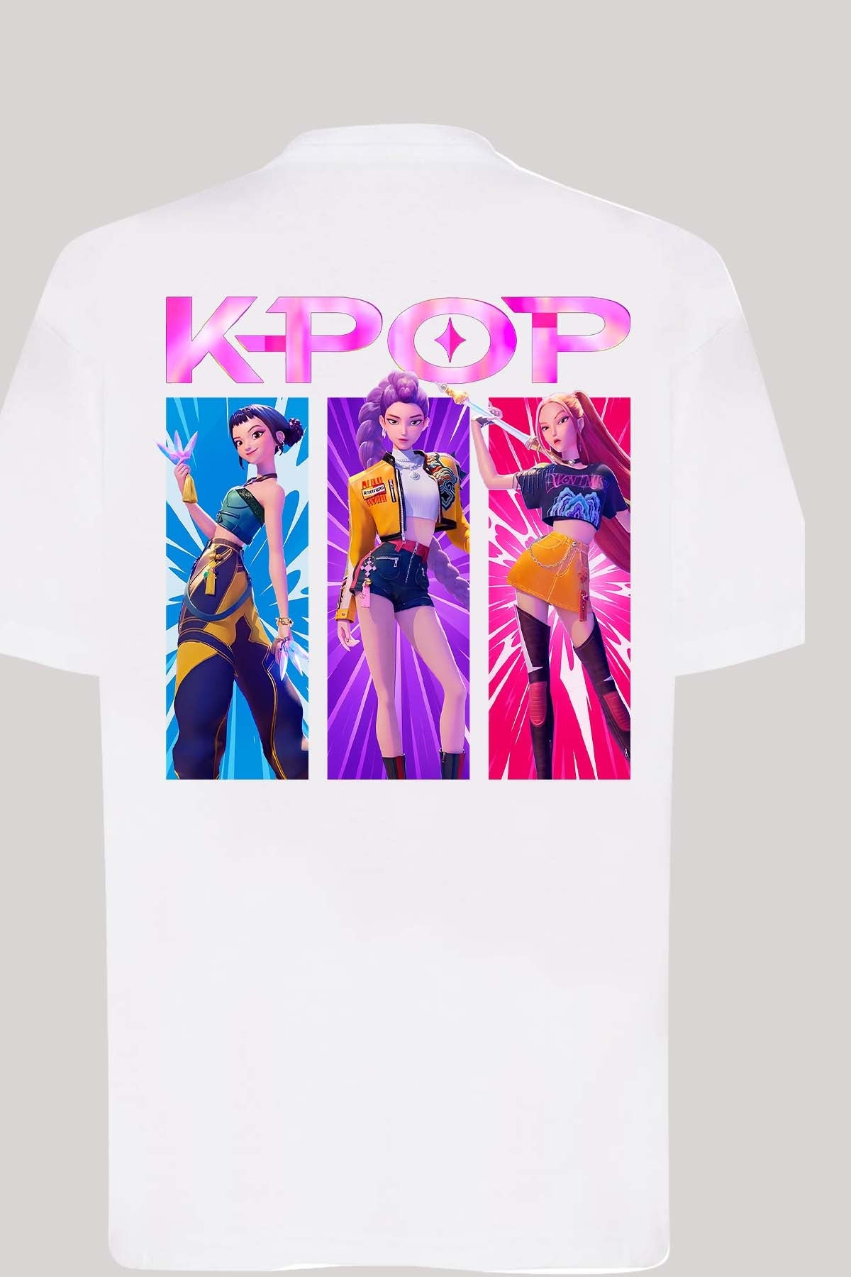T-shirt Fille Trio Kpop Rose Blanc