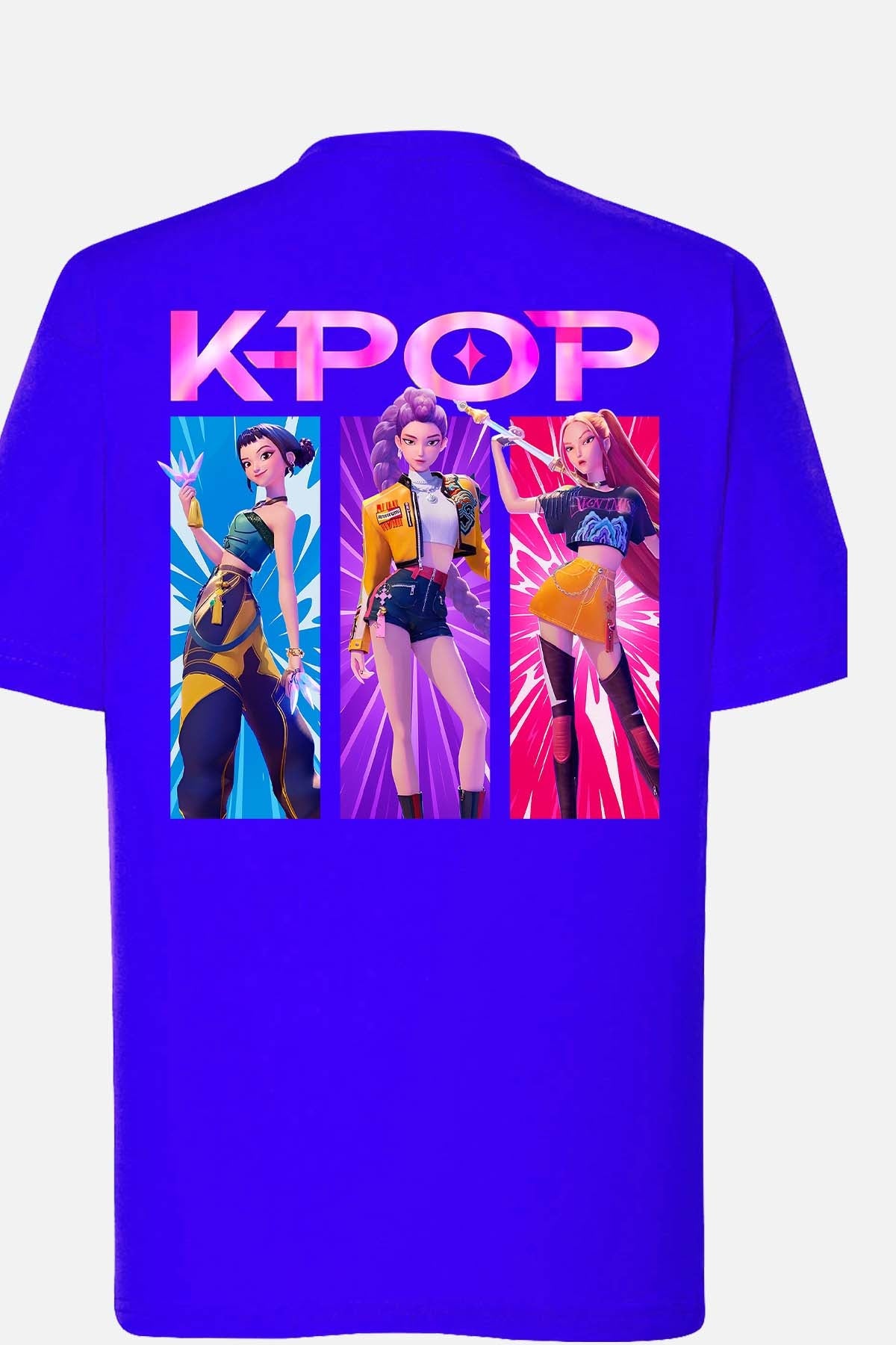T-shirt Fille Trio Kpop Rose Bleu Roi