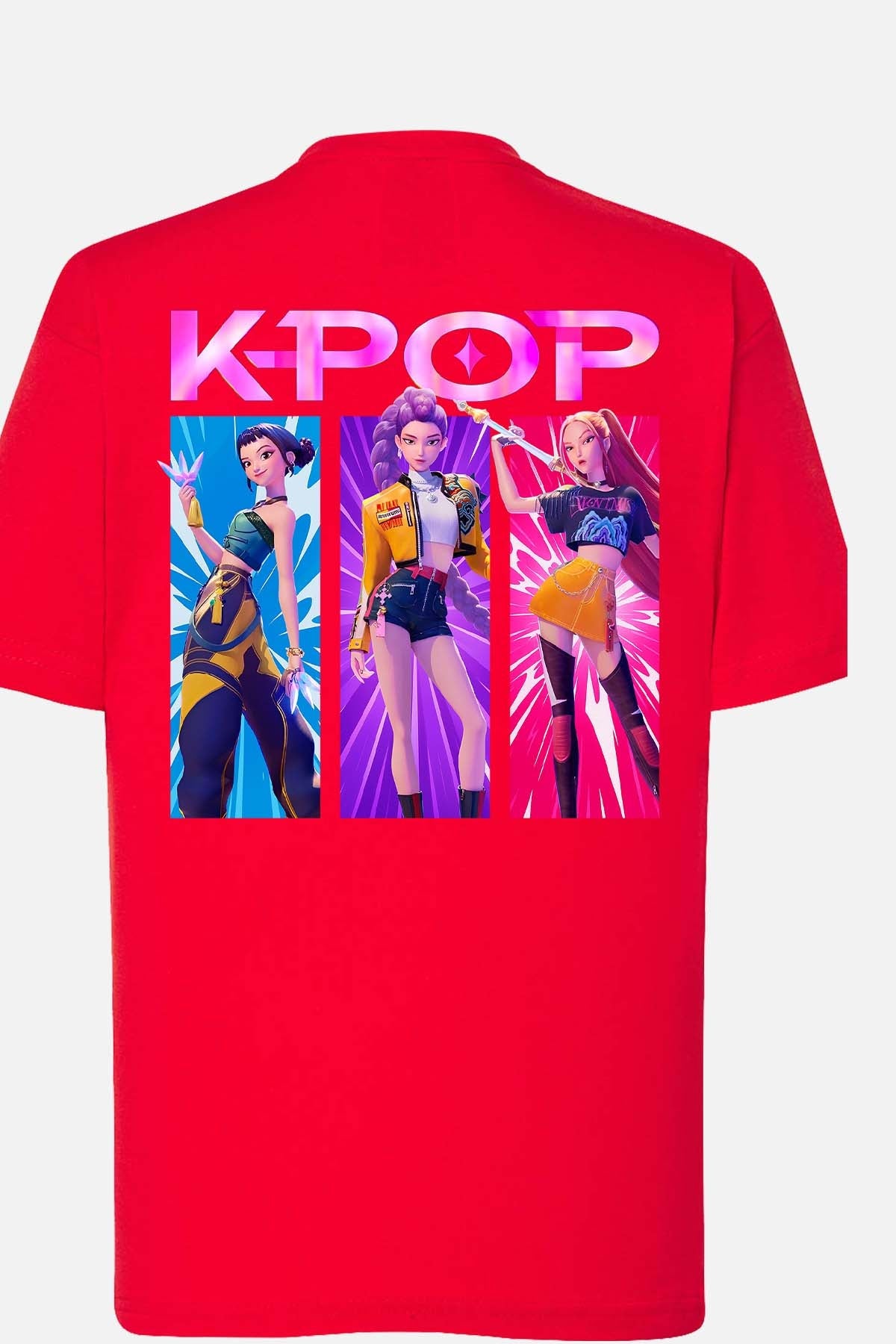T-shirt Fille Trio Kpop Rose Rouge