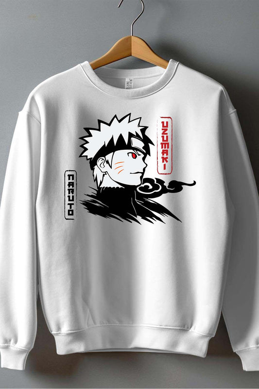 COULEUR:Blanc|Sweat Col Rond Homme | Uzumaki Black red Blanc