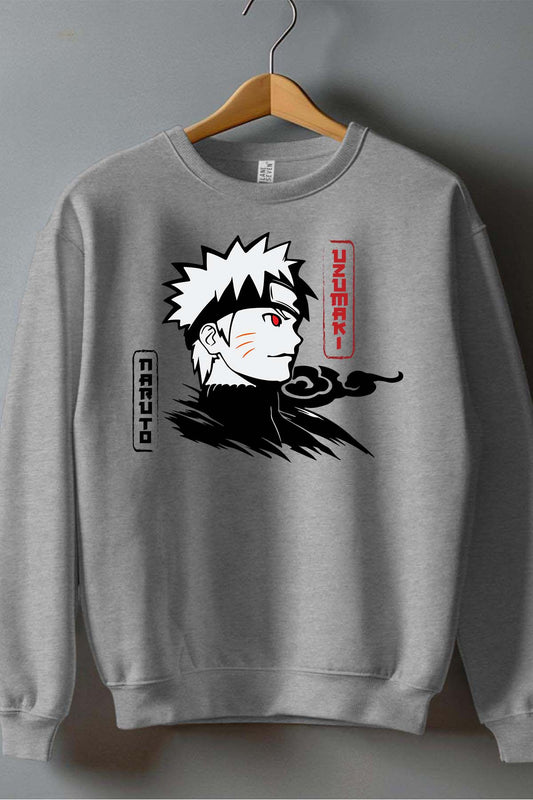 COULEUR:Gris|Sweat Col Rond Homme | Uzumaki Black red Gris