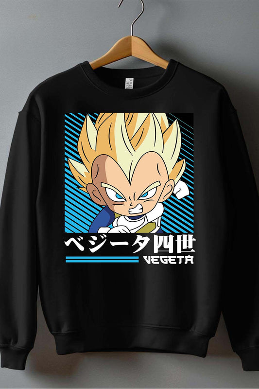 COULEUR:Noir|Sweat Col Rond Garçon | VEGETA CHIBI 01 Noir