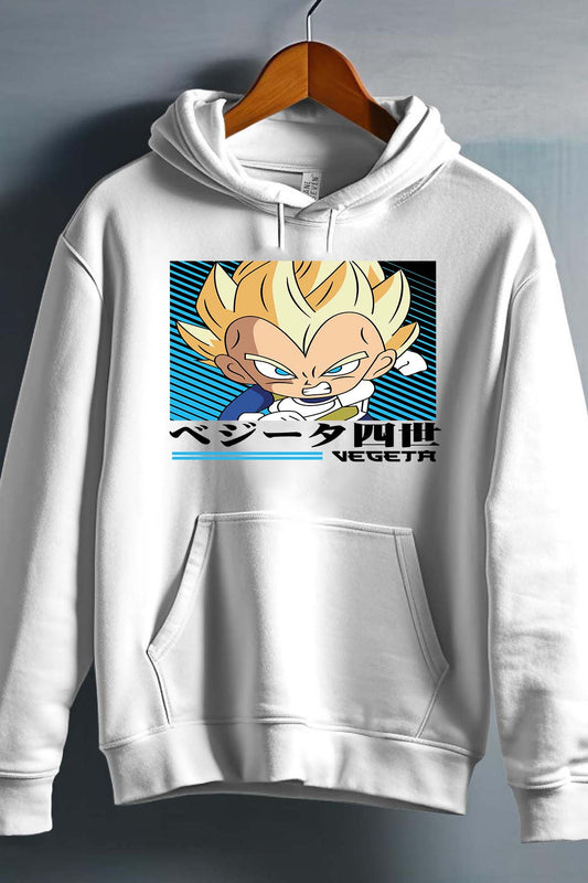 COULEUR:Blanc|Sweat Capuche Homme | VEGETA CHIBI 01 Blanc