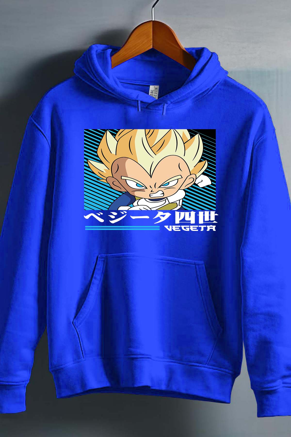 COULEUR:Bleu Roi|Sweat Capuche Homme | VEGETA CHIBI 01 Bleu Roi