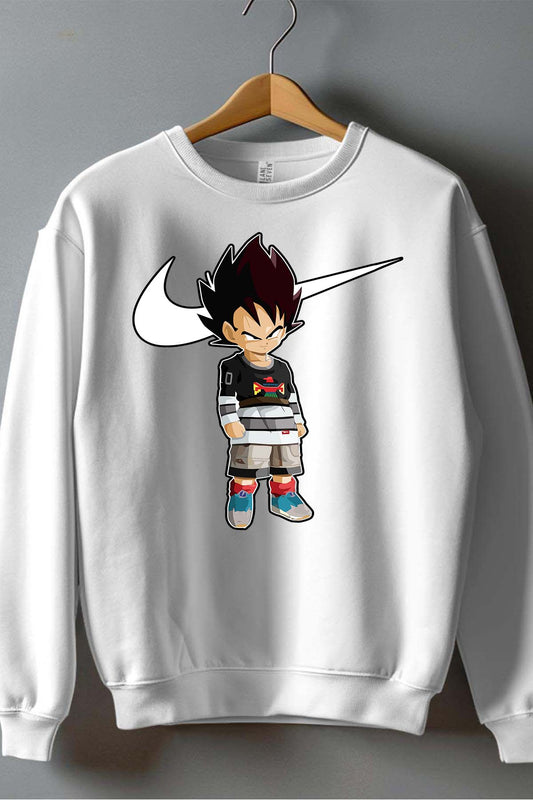 COULEUR:Blanc|Sweat Col Rond Homme | Vegeta Virgule Blanc