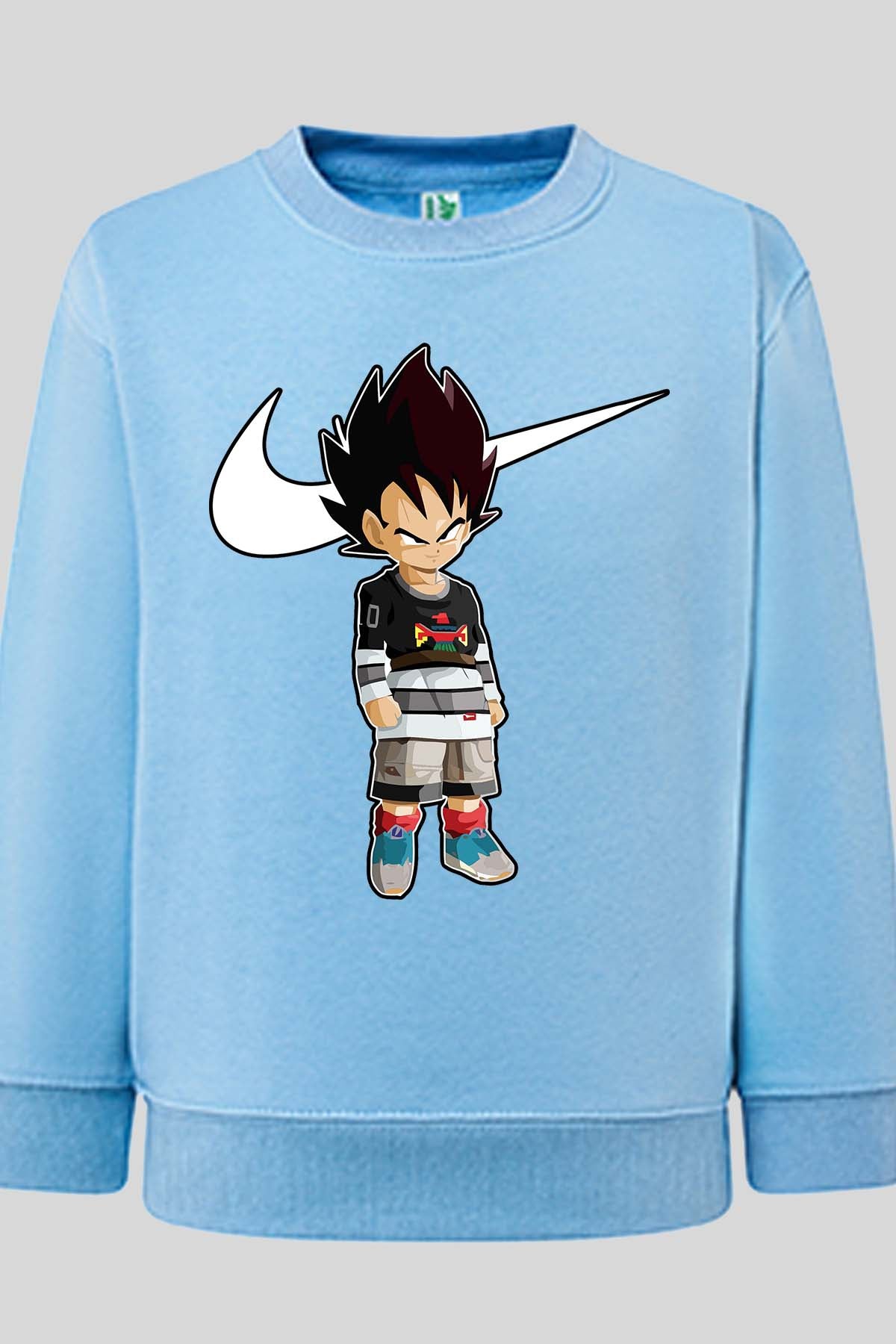 COULEUR:Bleu Ciel|Sweat Col Rond Homme | Vegeta Virgule Bleu Ciel