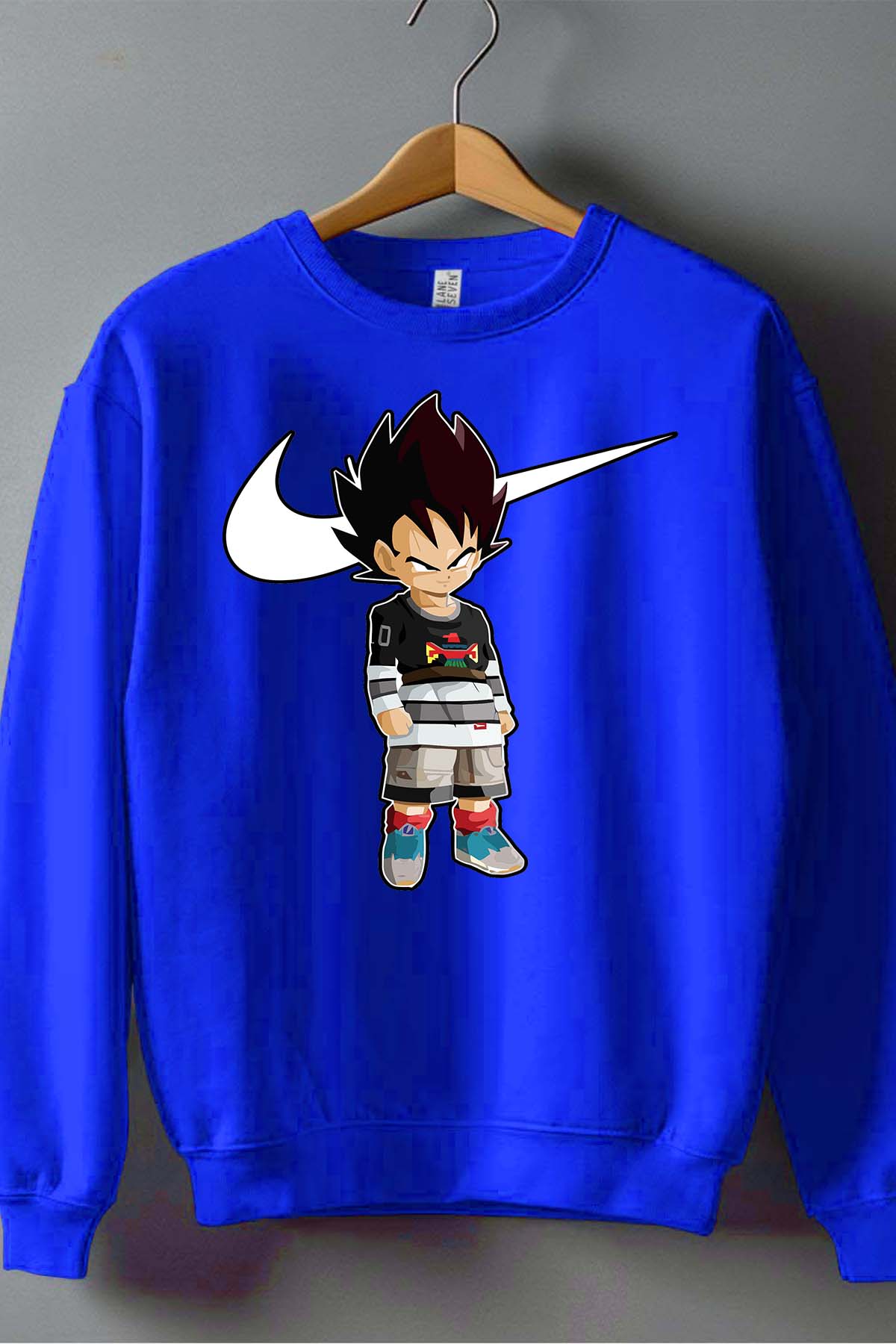 COULEUR:Bleu Roi|Sweat Col Rond Homme | Vegeta Virgule Bleu Roi
