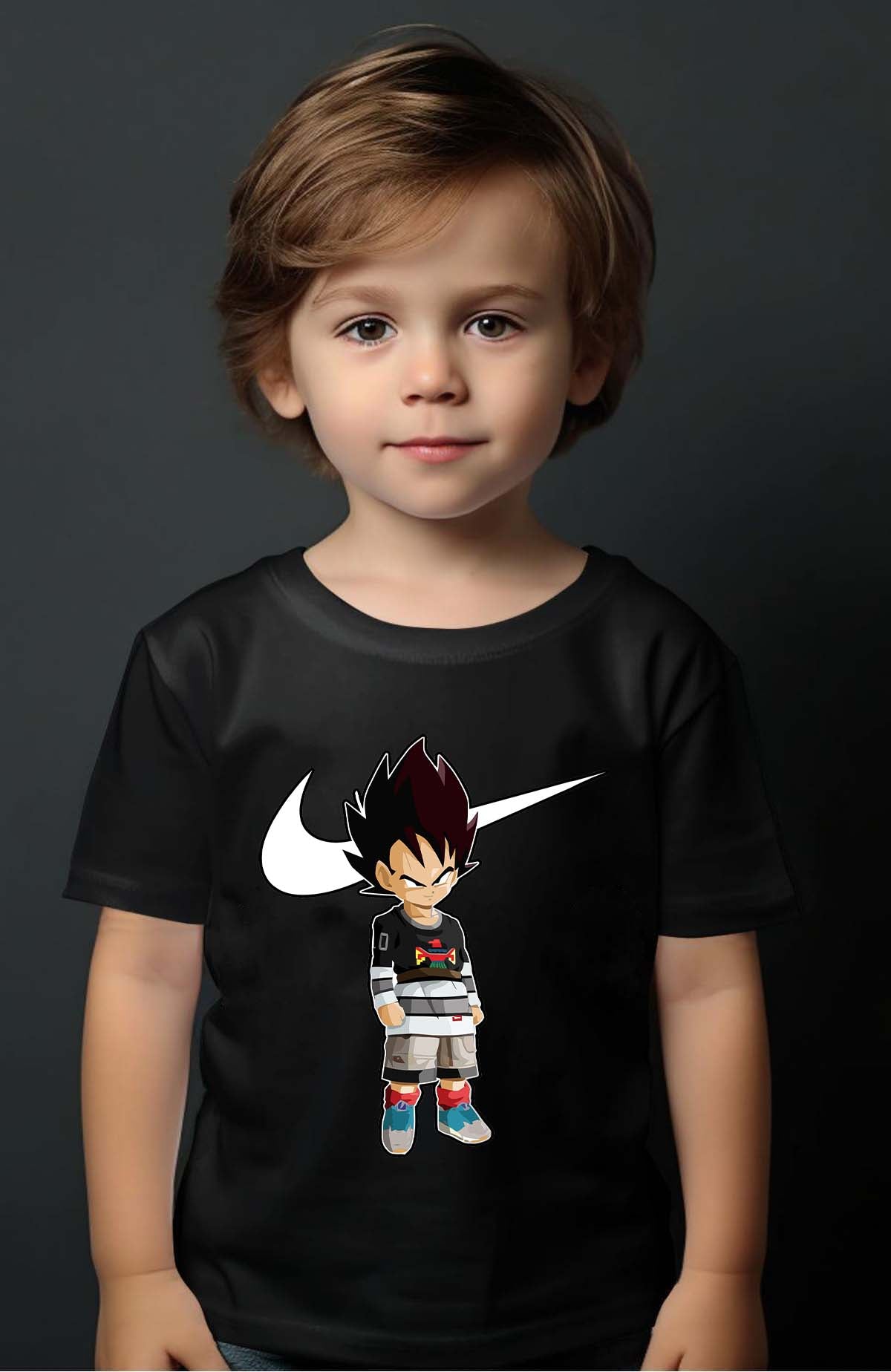 COULEUR:Noir|T-shirt Garçon | Vegeta Virgule Noir